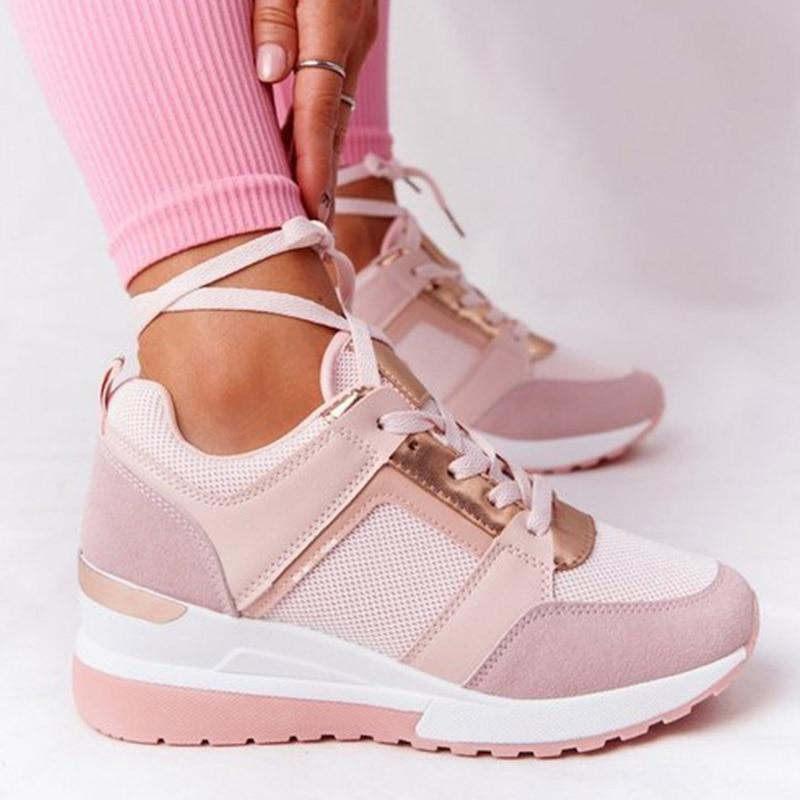 Damen Sneaker rosa, bequem, atmungsaktiv, modisch, Sportschuhe, Freizeit, Fitness, Laufen.