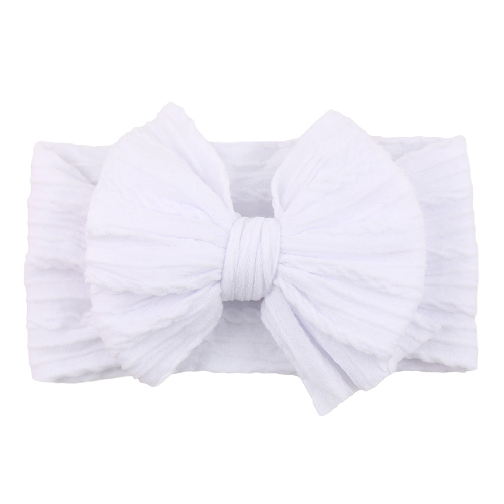 Weißes Baby-Stirnband mit großer Schleife, weiches Baumwollmaterial, modisches Accessoire.