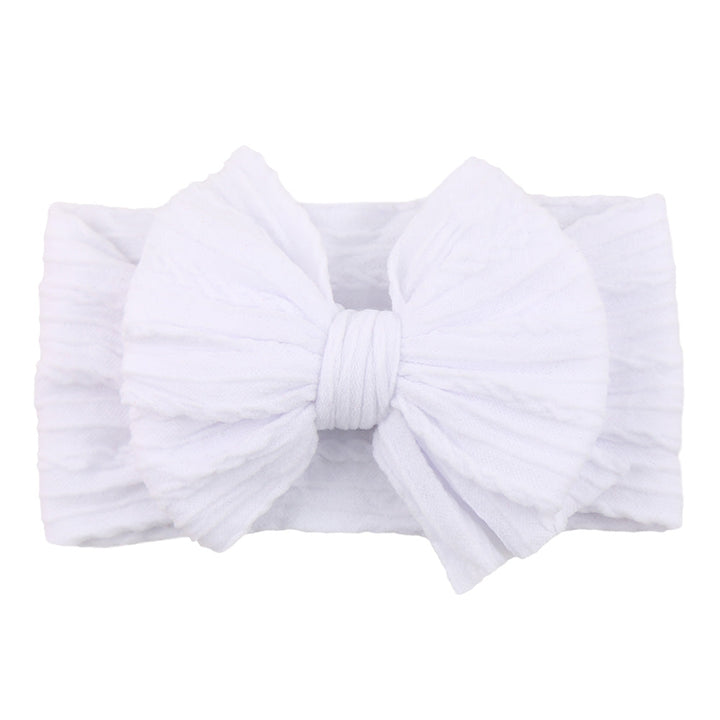 Weißes Baby-Stirnband mit großer Schleife, weiches Baumwollmaterial, modisches Accessoire.