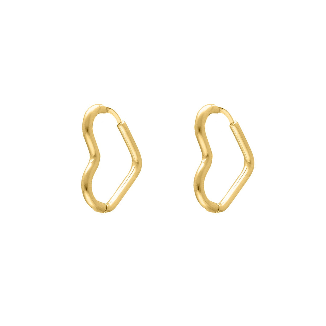 Goldene Herz-Ohrringe, minimalistisch, modisch, Schmuck für Damen, elegantes Design.