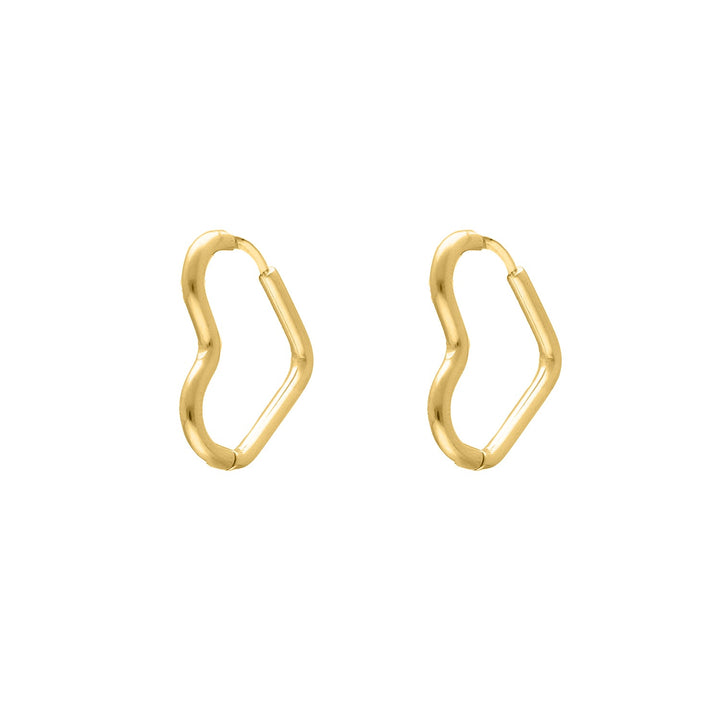 Goldene Herz-Ohrringe, minimalistisch, modisch, Schmuck für Damen, elegantes Design.