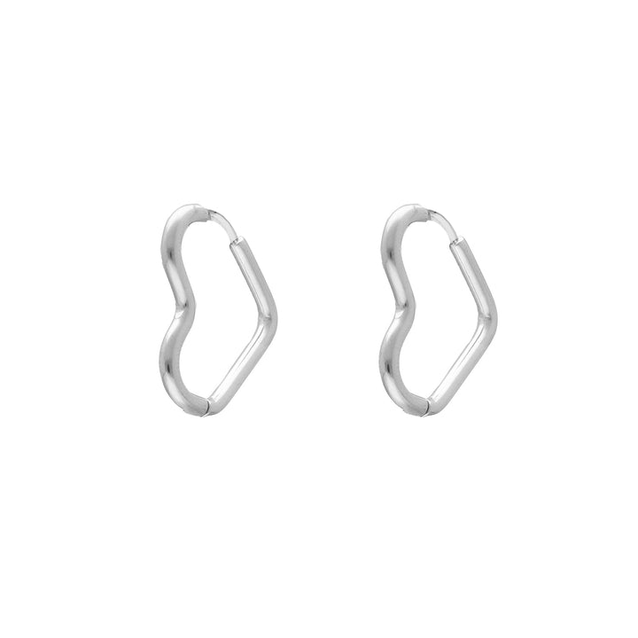 Silberne Herz-Ohrringe, minimalistisch, modern, Schmuck für Damen, modisches Accessoire.