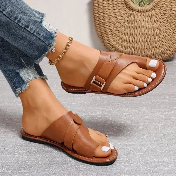 Ortopedické dámské kožené sandály s korekcí hallux valgus – Livia