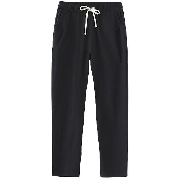 Schwarze Jogginghose mit Kordelzug, bequem, Baumwolle, Freizeitkleidung, Herrenmode.
