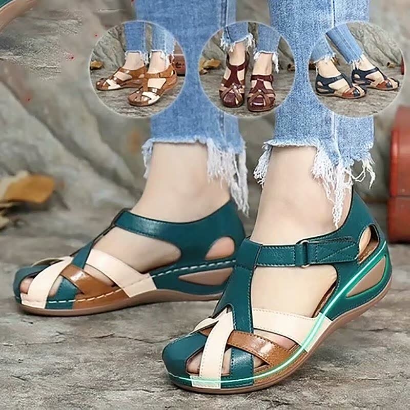 Damen Sandalen, grün, Leder, bequem, Sommer, Freizeit, modisch, rutschfest, offene Zehen.