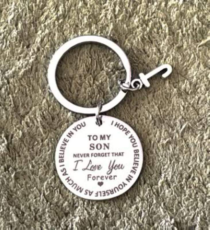 Schlüsselanhänger aus Metall mit Gravur "To My Son", silberfarben, Geschenk für Sohn.