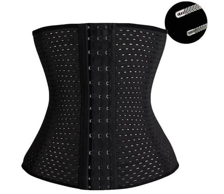 Schwarzes Taillenkorsett mit Hakenverschluss, atmungsaktiv, formend, Damenmode.