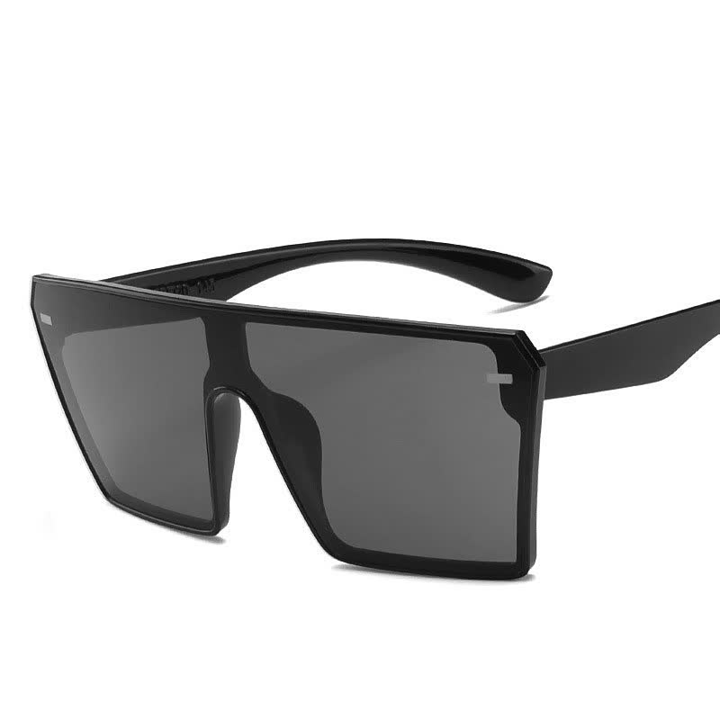 Schwarze rechteckige Sonnenbrille, Unisex, UV-Schutz, modisches Accessoire.