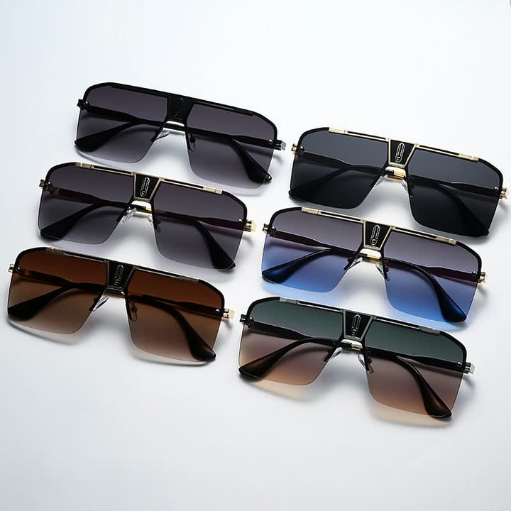 Sechs Paar Sonnenbrillen, rechteckig, verschiedene Farben, UV-Schutz, modisch, Unisex.