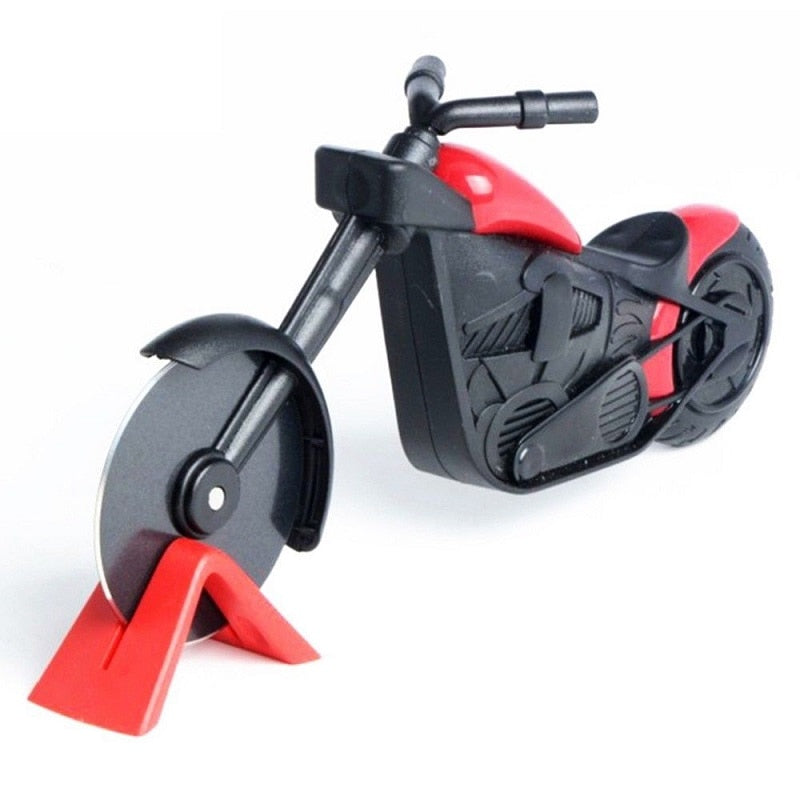 Rotes Motorrad-Pizzaschneider, Kunststoff, modernes Design, Küchenwerkzeug, Geschenkidee.