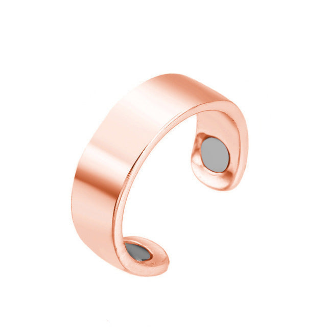 Roségoldener offener Ring, minimalistisches Design, Edelstahl, modisches Schmuckstück.
