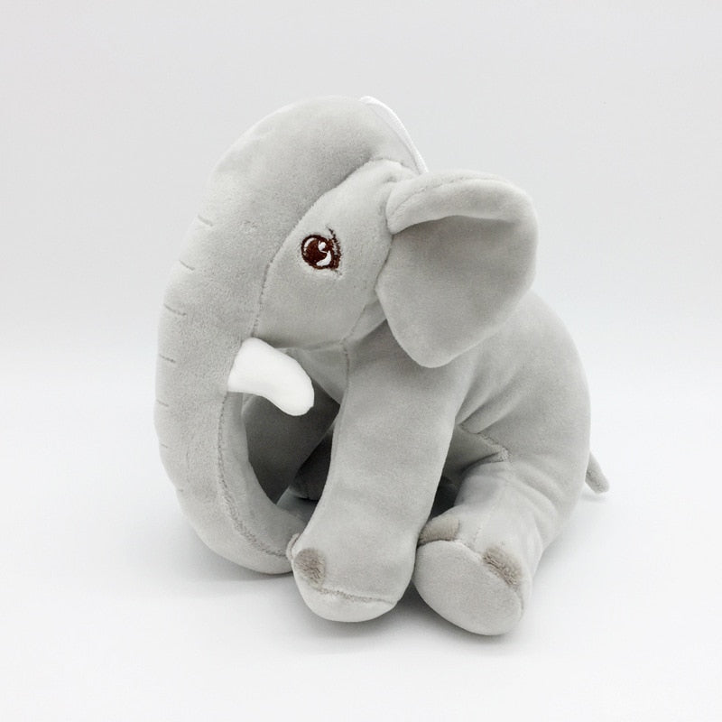 Grauer Plüschelefant, Kuscheltier, weiches Spielzeug, Kinderzimmer-Dekoration, Geschenkidee.