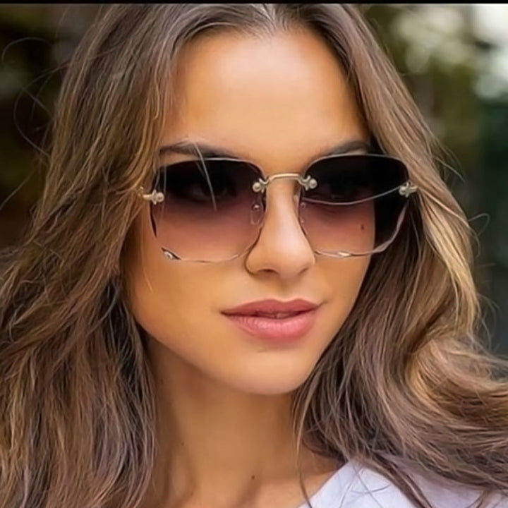 Trendové sluneční brýle bez obrub s UV400 ochranou v vintage stylu – Clea
