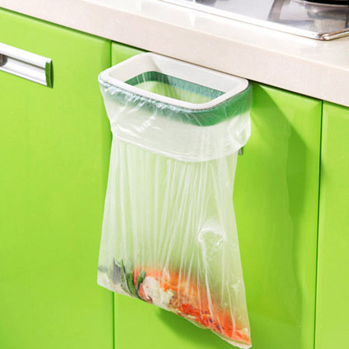 Transparenter Müllbeutelhalter für Küchenschrank, platzsparend, Kunststoff, grün, Abfallentsorgung.