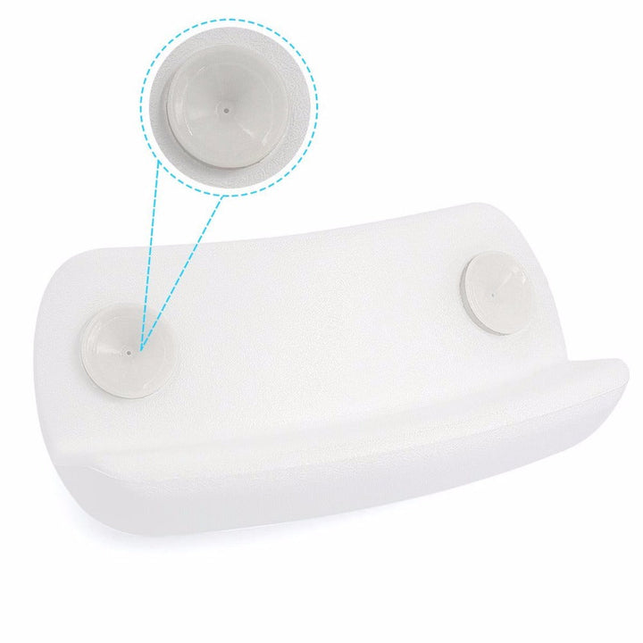 Weiße Duschablage mit Saugnäpfen, Kunststoff, Badezimmerregal, wandmontiert, platzsparend.