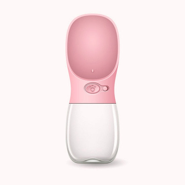 Rosa tragbare Hundewasserflasche, auslaufsicher, für unterwegs, Kunststoff.