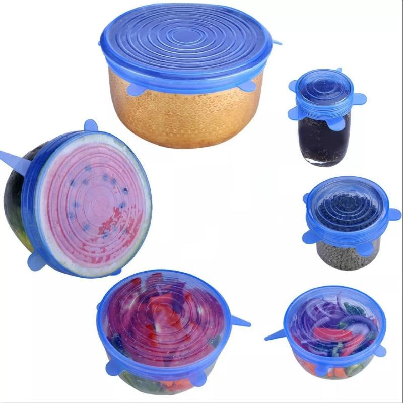 Silikon Stretchdeckel Set, blau, wiederverwendbar, für Schüsseln und Lebensmittel, umweltfreundlich