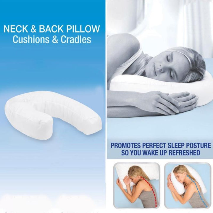 Nacken- und Rückenkissen, weiß, ergonomisch, für besseren Schlaf, Unterstützung und Komfort.