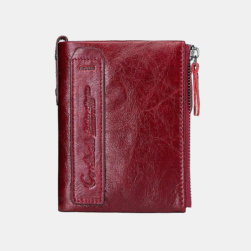 Rote Leder-Geldbörse mit Reißverschluss, stilvoll und langlebig, für Damen und Herren.
