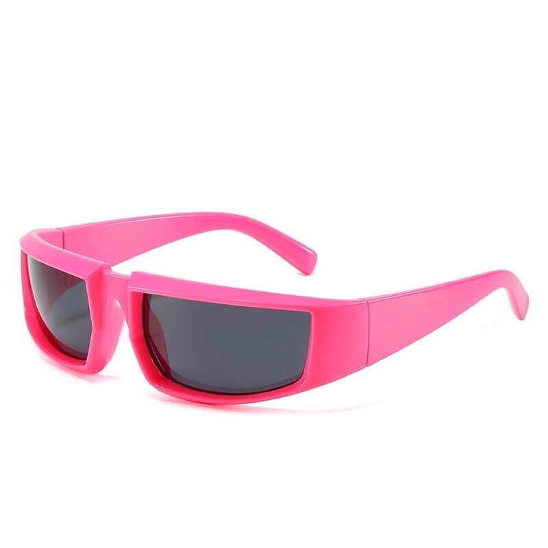 Rosa Sonnenbrille, rechteckig, UV-Schutz, modisch, Kunststoff, Unisex, trendig.