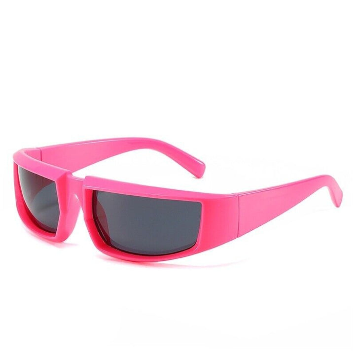 Rosa Sonnenbrille, rechteckig, UV-Schutz, modisch, Kunststoff, Unisex, trendig.