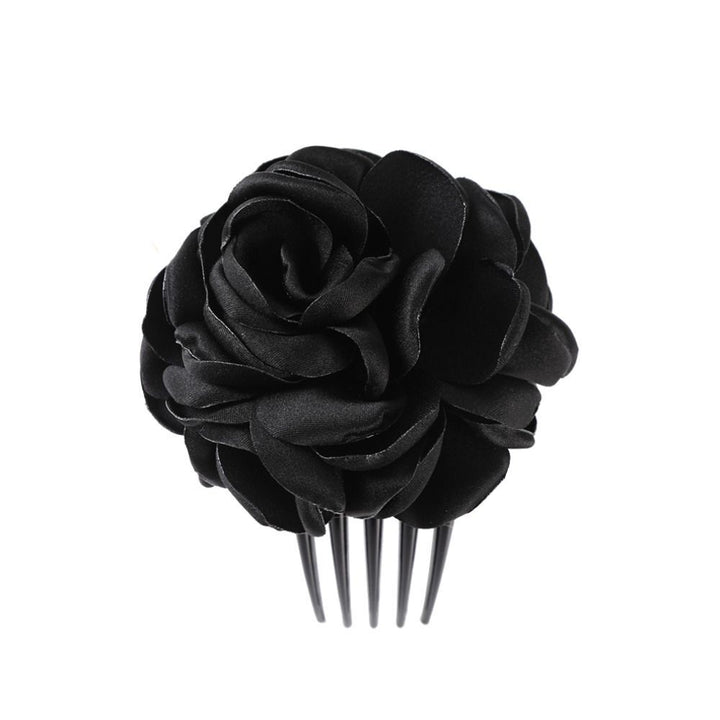 Schwarzer Rosen-Haarkamm, elegantes Accessoire, Blumen-Design, Hochzeit, Damenmode.