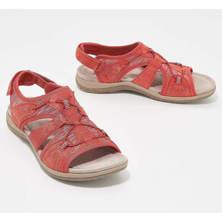 Rote Damen-Sandalen, bequem, Sommer, Klettverschluss, Outdoor, Freizeit, modisch.
