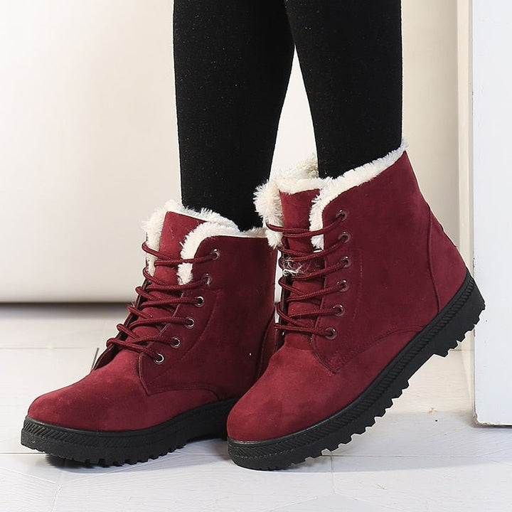Damen Winterstiefel rot, gefüttert, rutschfeste Sohle, modisch, warm, bequem.
