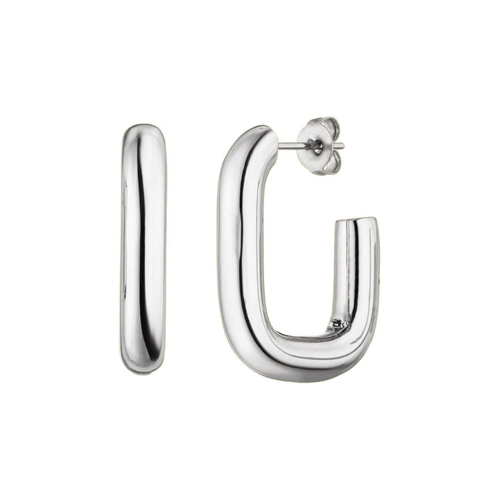 Silberne Creolen Ohrringe, glänzend, modisch, Schmuck für Damen, elegantes Design.