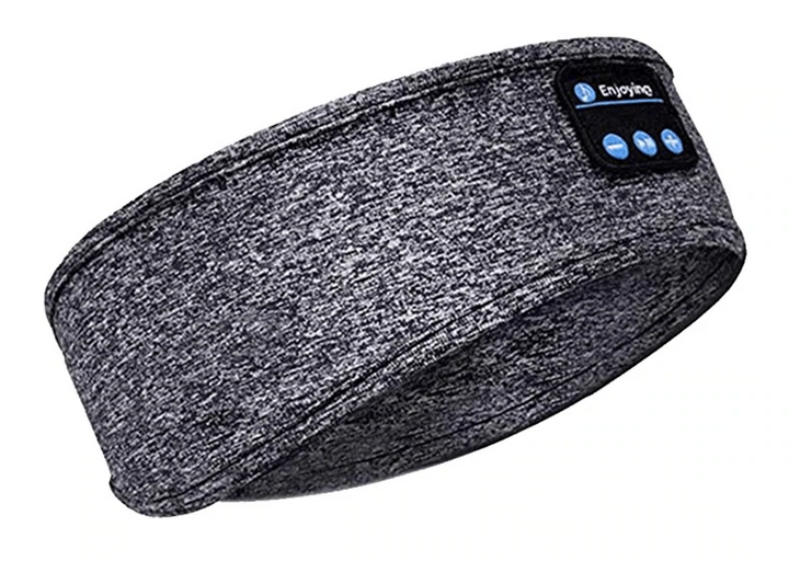Graues Bluetooth-Stirnband, kabellose Kopfhörer, Schlafband, Musik, Sport, bequem.