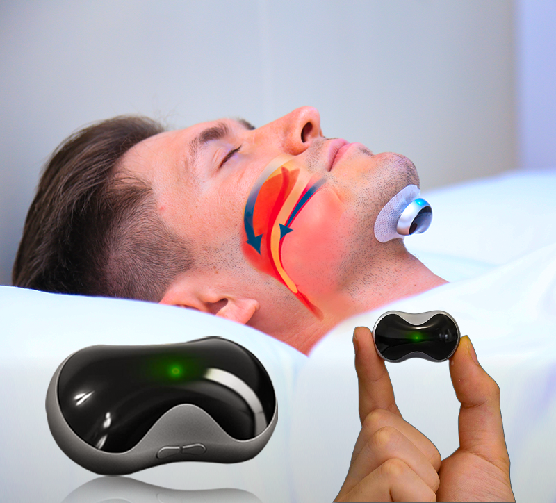 Anti-Schnarch-Gerät, schwarz, tragbar, zur Reduzierung von Schnarchen, ergonomisches Design.
