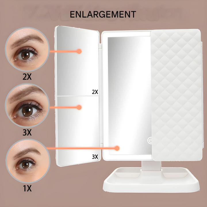LED zrcadlo na make-up s trojitým osvětlením - Clara