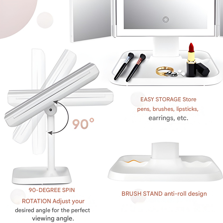 LED make-up zrcadlo s trojitým osvětlením - Clara