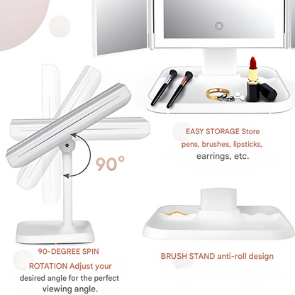 LED make-up zrcadlo s trojitým osvětlením - Clara