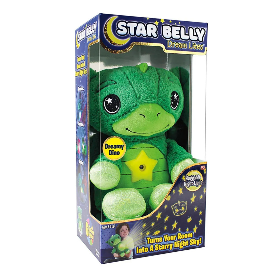 Grüner Plüsch-Dinosaurier Nachtlicht, Star Belly Dream Lites, Kinderzimmer Deko.