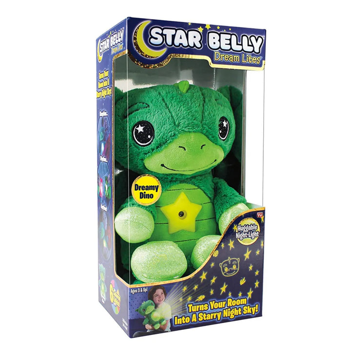 Grüner Plüsch-Dinosaurier Nachtlicht, Star Belly Dream Lites, Kinderzimmer Deko.