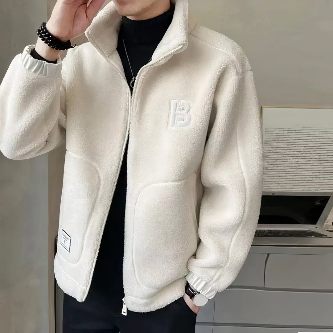 Pánská fleece bunda s vysokým límcem – Milán