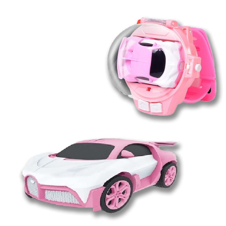 Rosa und weißes Spielzeugauto, ferngesteuert, Kinderauto, Geschenkidee, Kunststoff.
