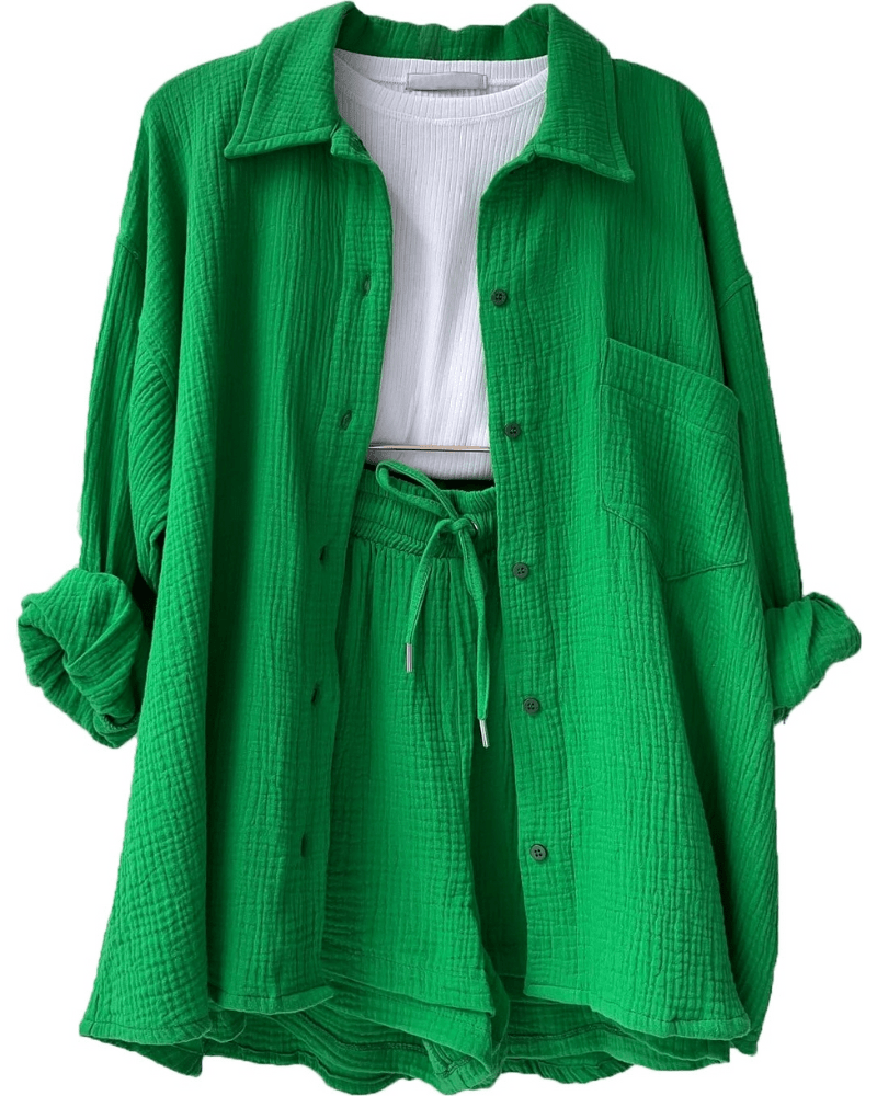 Dvoudílný dámský letní outfit s košilí a kalhotami – Mila
