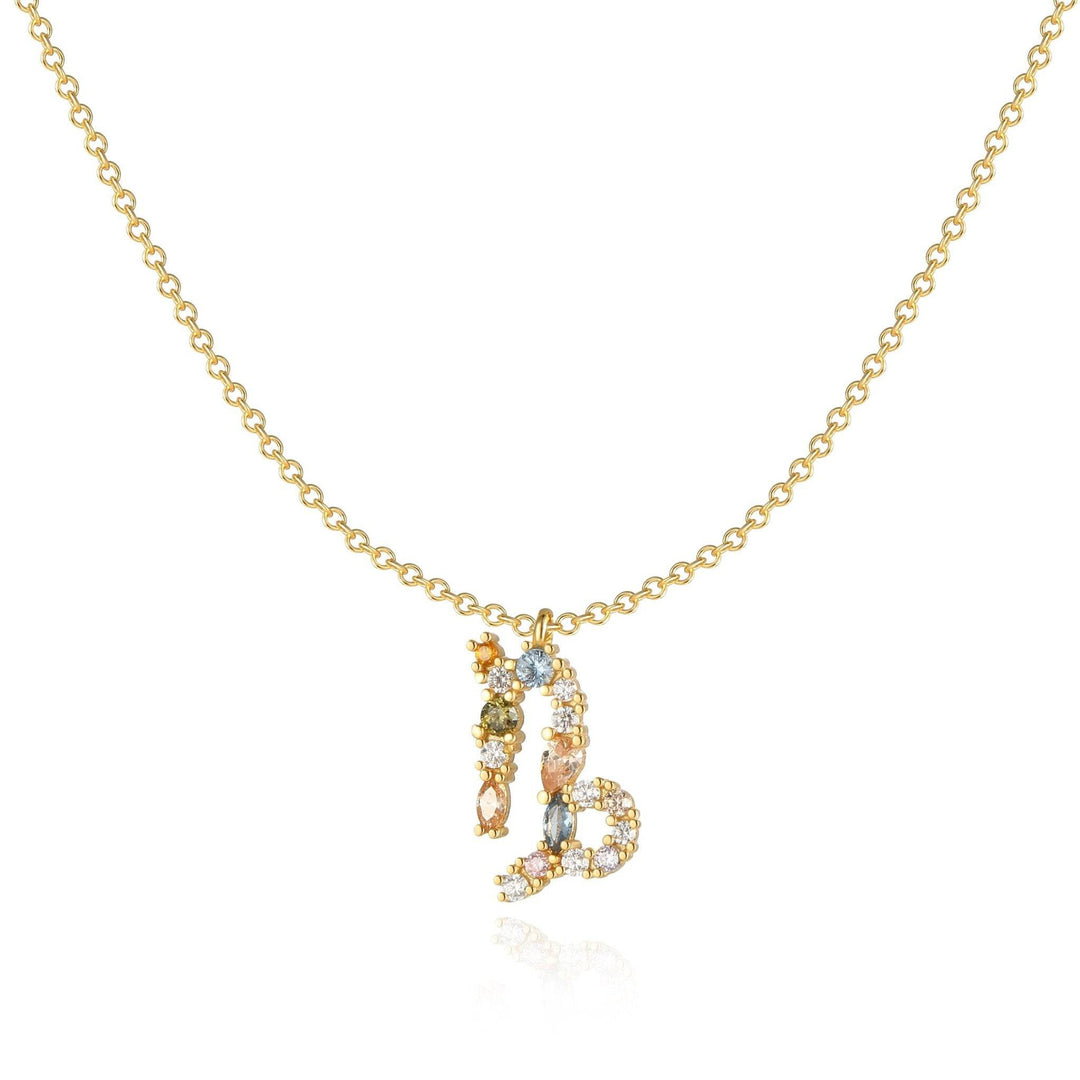 Goldene Tierkreiszeichen-Halskette mit funkelnden Edelsteinen, eleganter Schmuck für Damen.