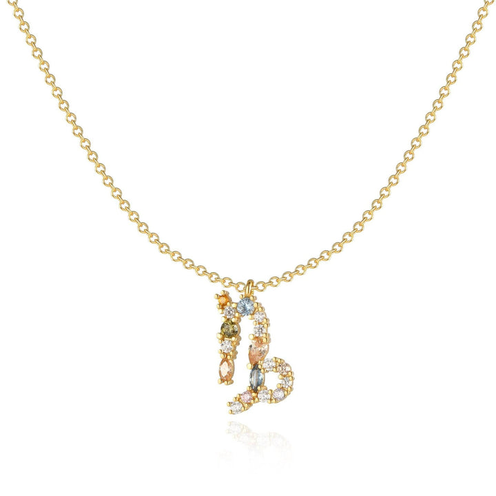 Goldene Tierkreiszeichen-Halskette mit funkelnden Edelsteinen, eleganter Schmuck für Damen.