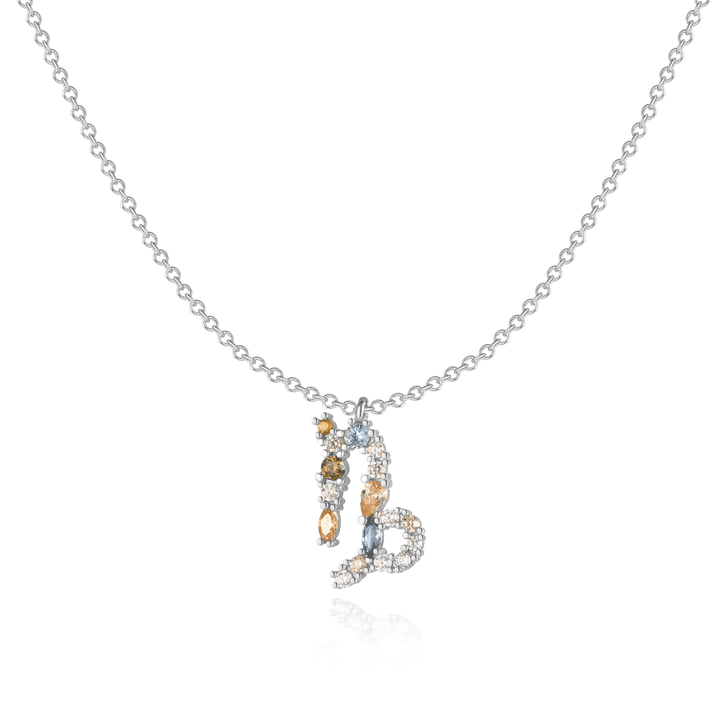 Silberne Tierkreiszeichen-Halskette mit funkelnden Kristallen, eleganter Schmuck für Damen.