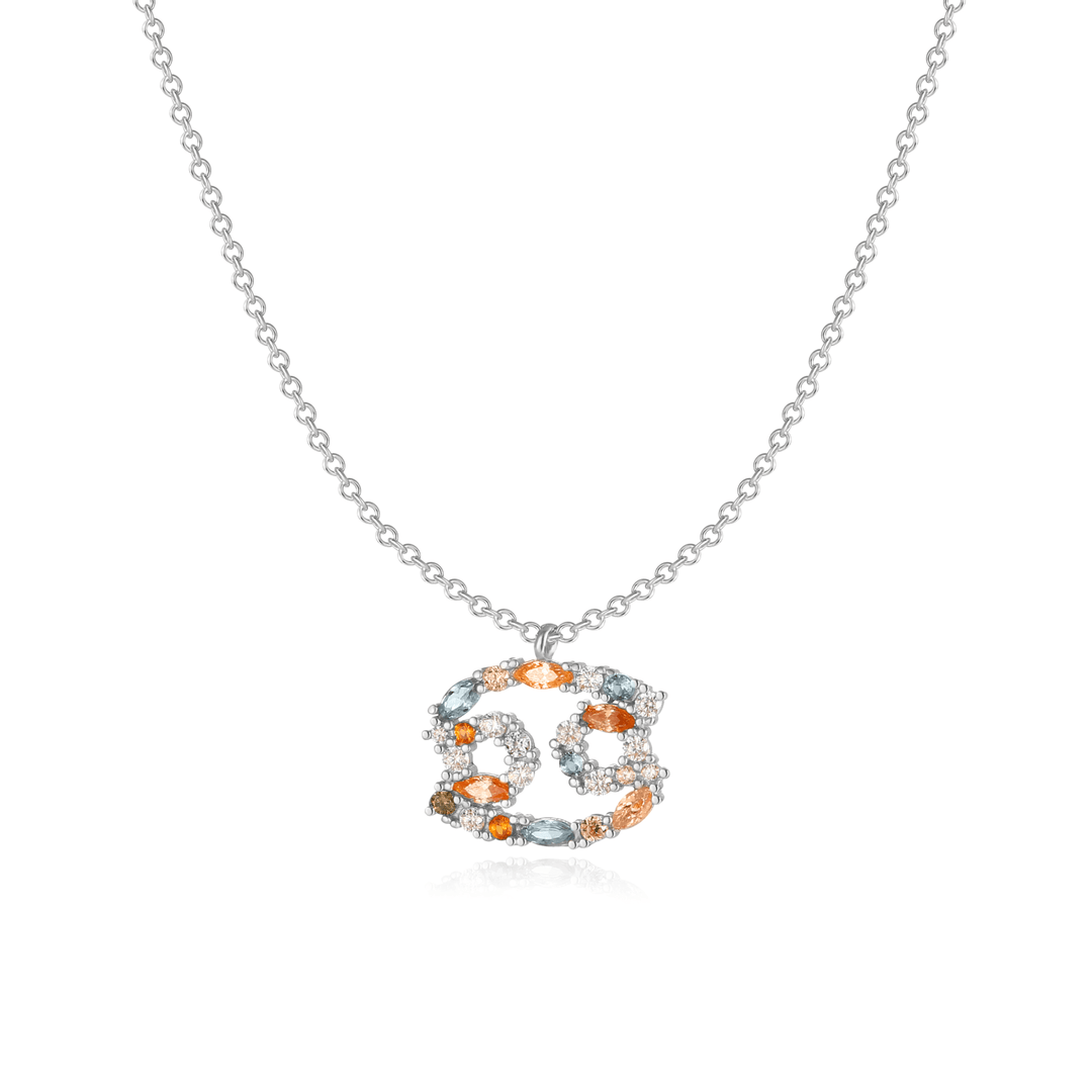Silberne Tierkreiszeichen-Halskette mit funkelnden Kristallen, eleganter Schmuck für Damen.