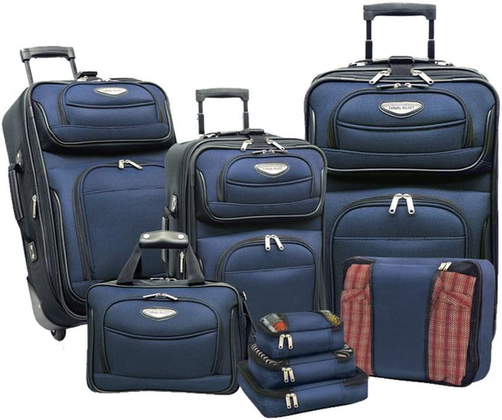 8dílná sada softshellových kufrů s balicími kostkami a zámkem TSA – TravelMax