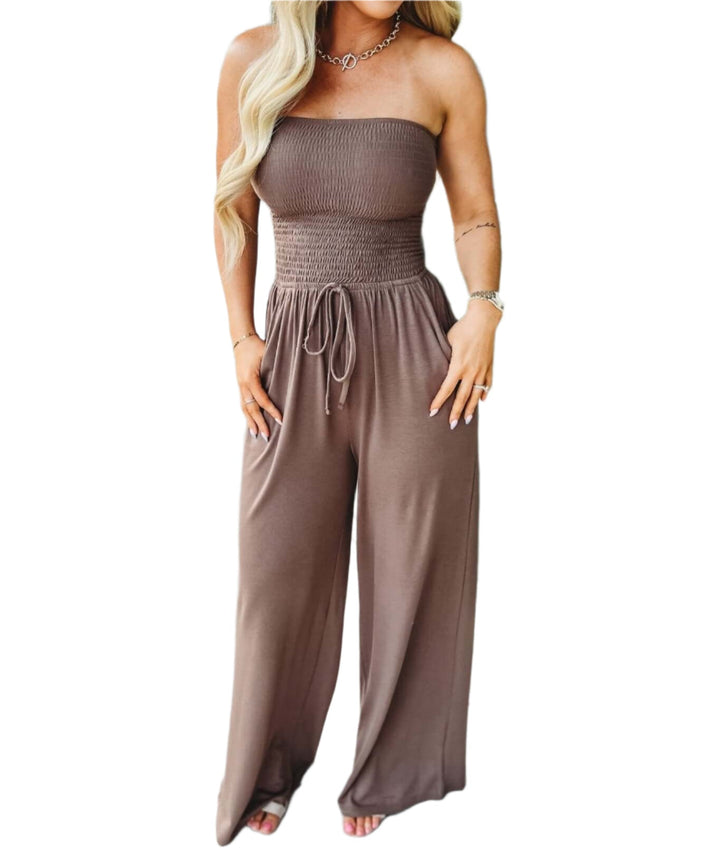 Off-Shoulder letní šaty s širokými nohavicemi – Camila