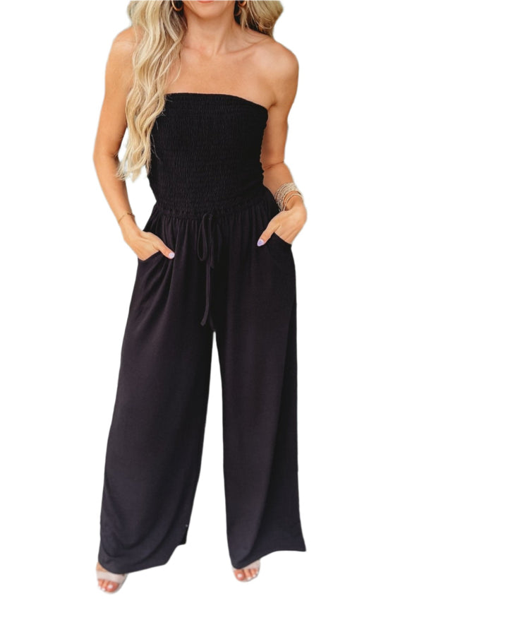 Off-Shoulder letní šaty s širokými nohavicemi – Camila