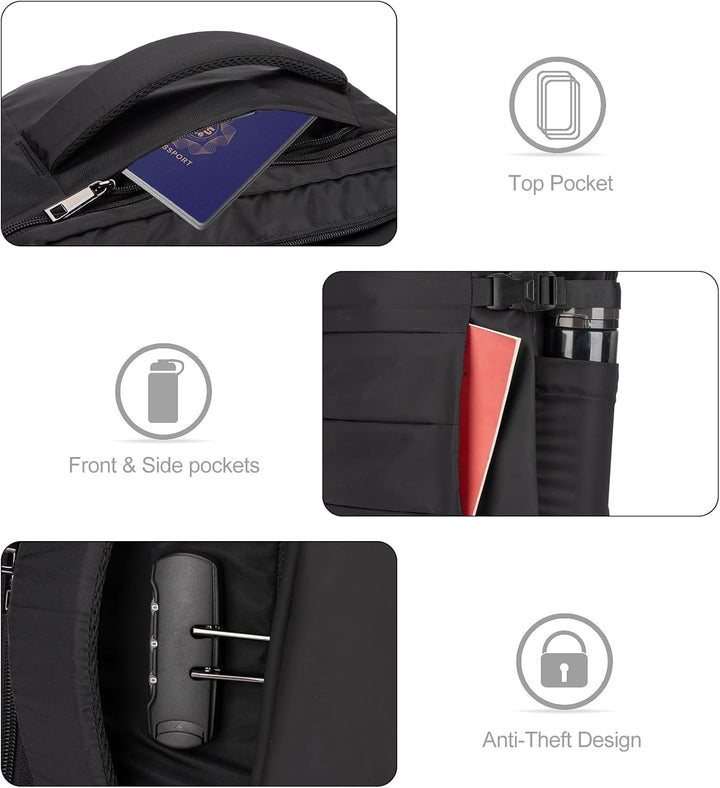 40L vodotěsný cestovní batoh na notebook s USB portem a ochranou proti krádeži – AeroPack