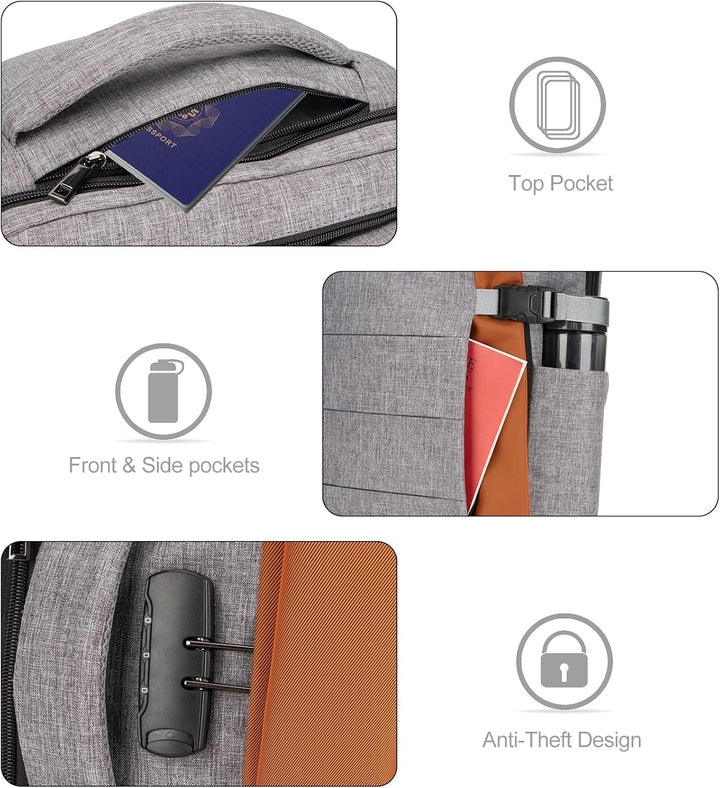 40L vodotěsný cestovní batoh na notebook s USB portem a ochranou proti krádeži – AeroPack