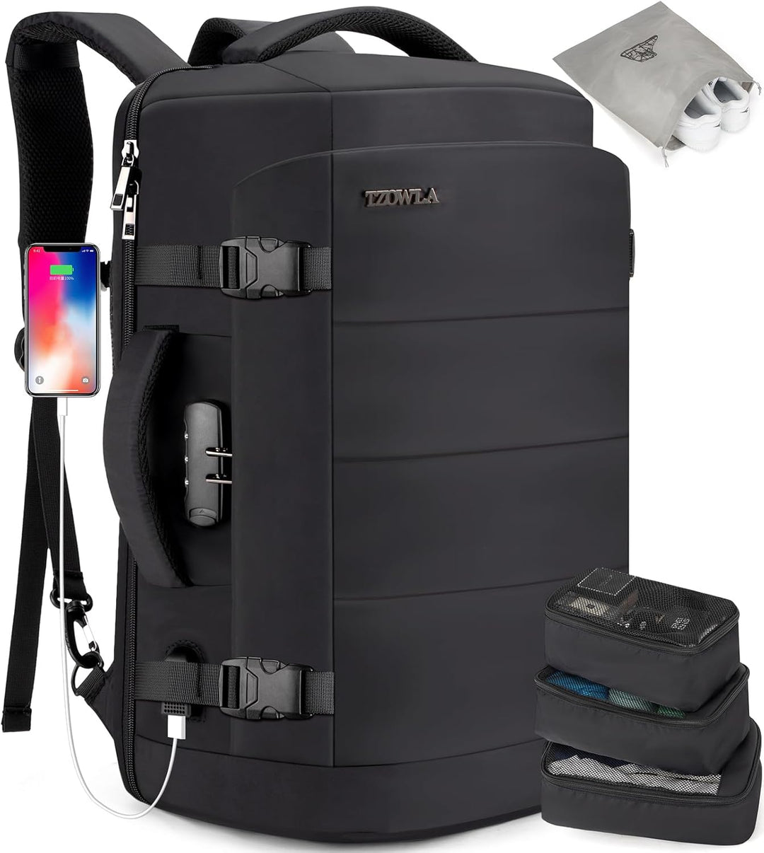 40L vodotěsný cestovní batoh na notebook s USB portem a ochranou proti krádeži – AeroPack