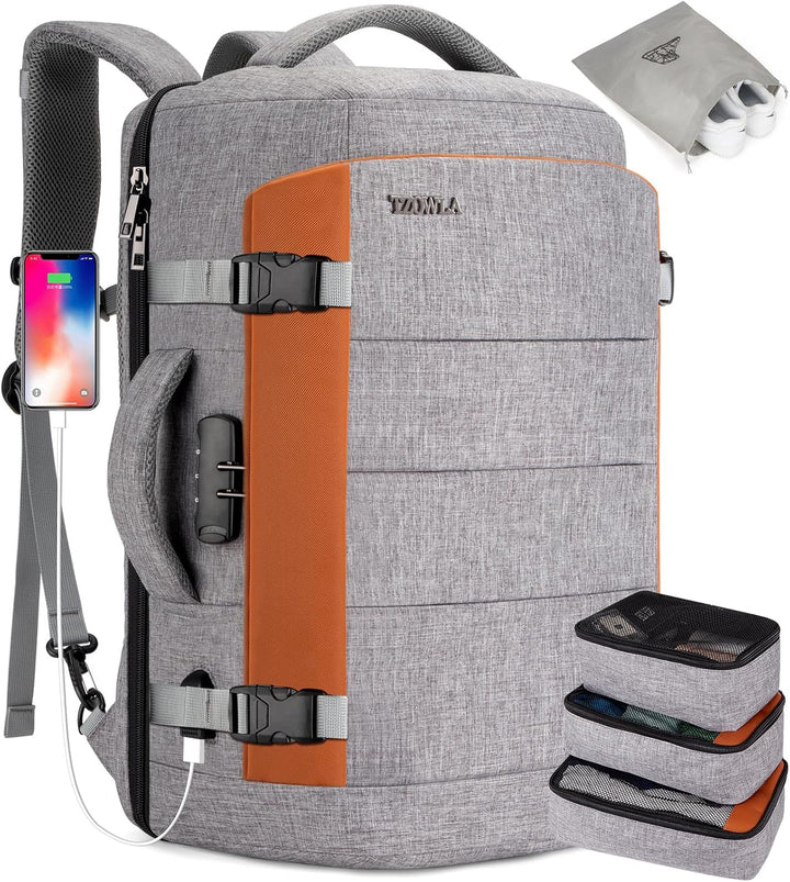 40L vodotěsný cestovní batoh na notebook s USB portem a ochranou proti krádeži – AeroPack